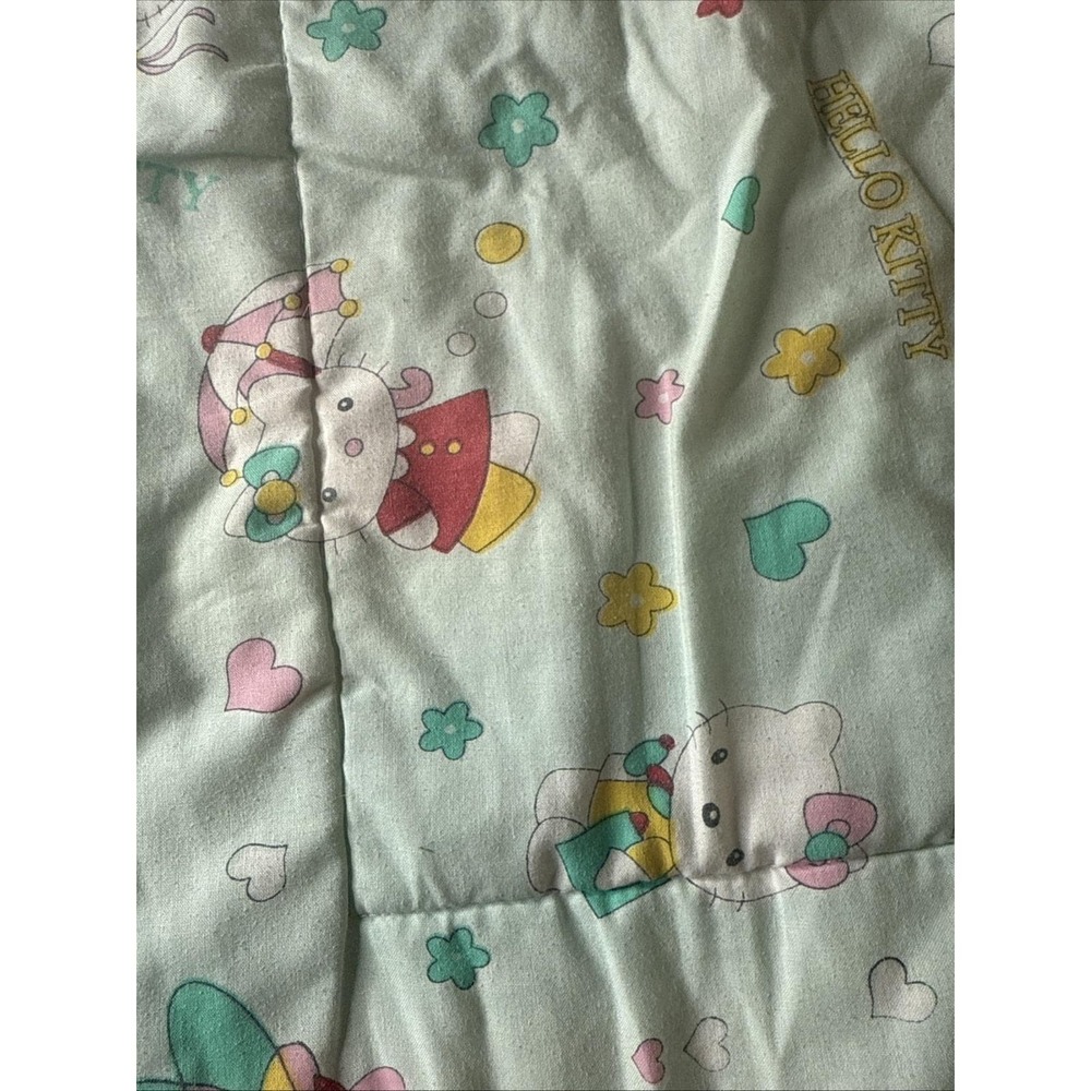 Vintage Hello Kitty Mat Blanket Mint Green Pastels Spring Umbrella Fairy Wand - Picture 4 of 5